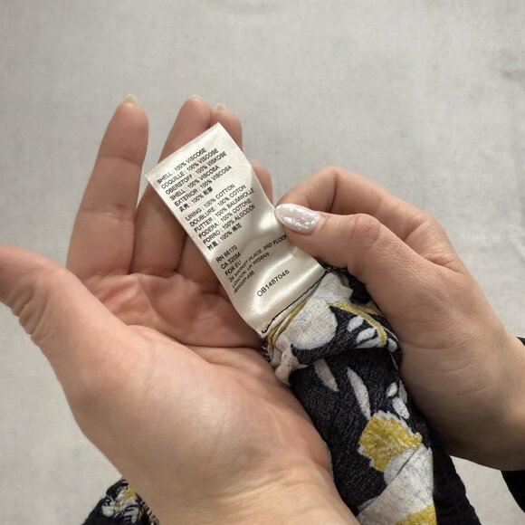 Free People Jumpsuit Womens Small Black Floral Strapless Smocked Wide Leg Boho - Picture 11 of 12